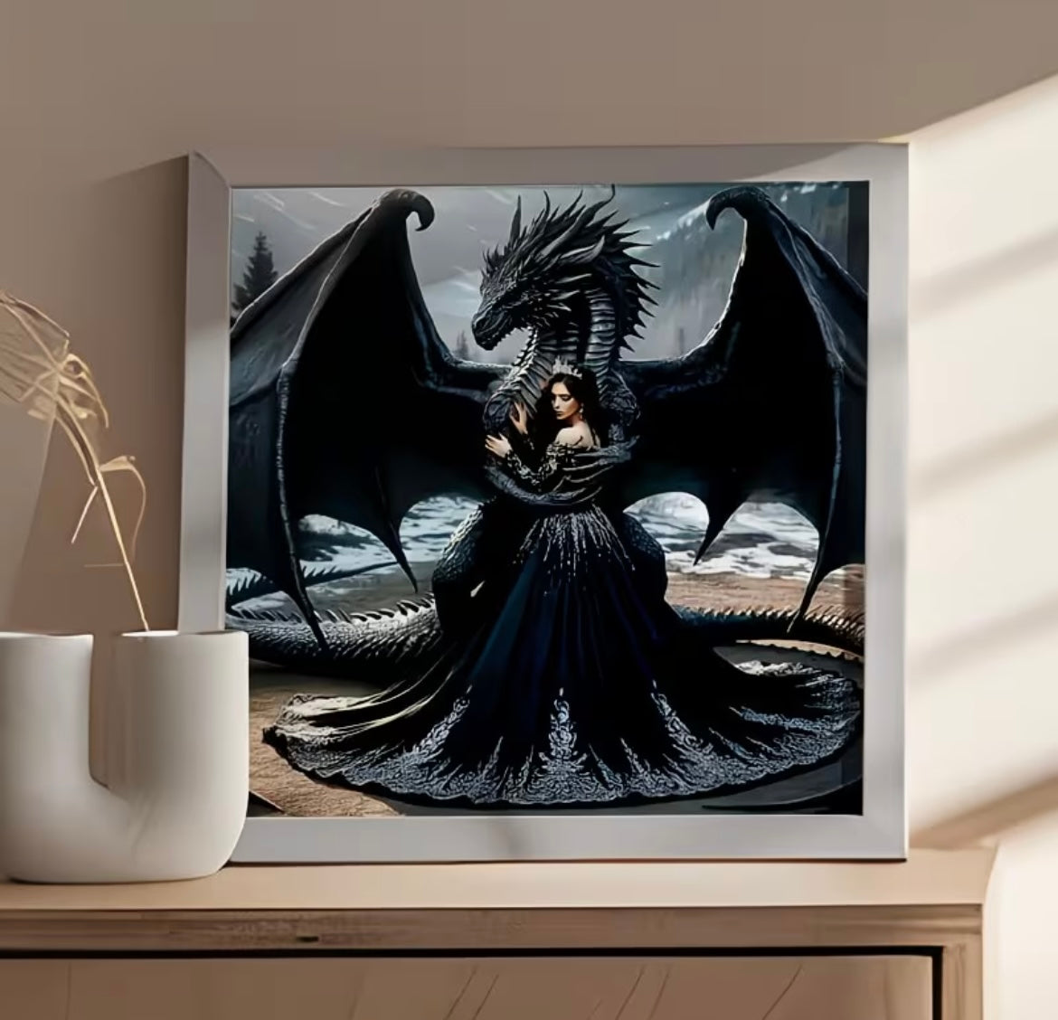 30x30cm Gothic Black Dragon Diamond Art Painting Kit