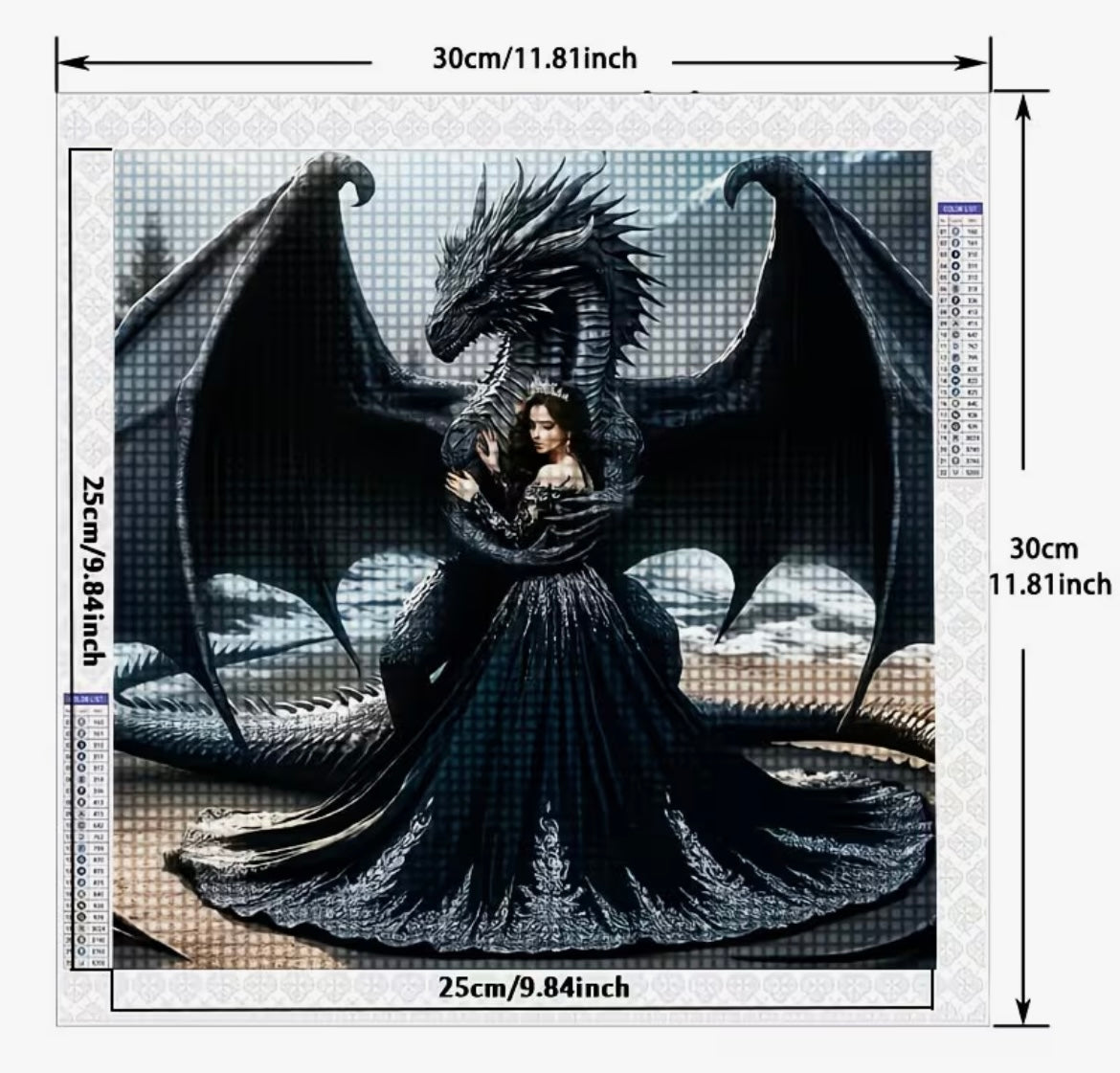 30x30cm Gothic Black Dragon Diamond Art Painting Kit