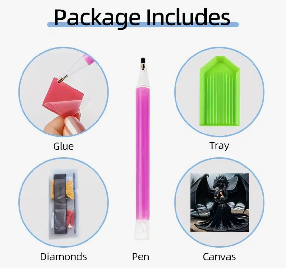 30x30cm Gothic Black Dragon Diamond Art Painting Kit