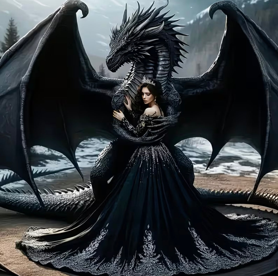 30x30cm Gothic Black Dragon Diamond Art Painting Kit