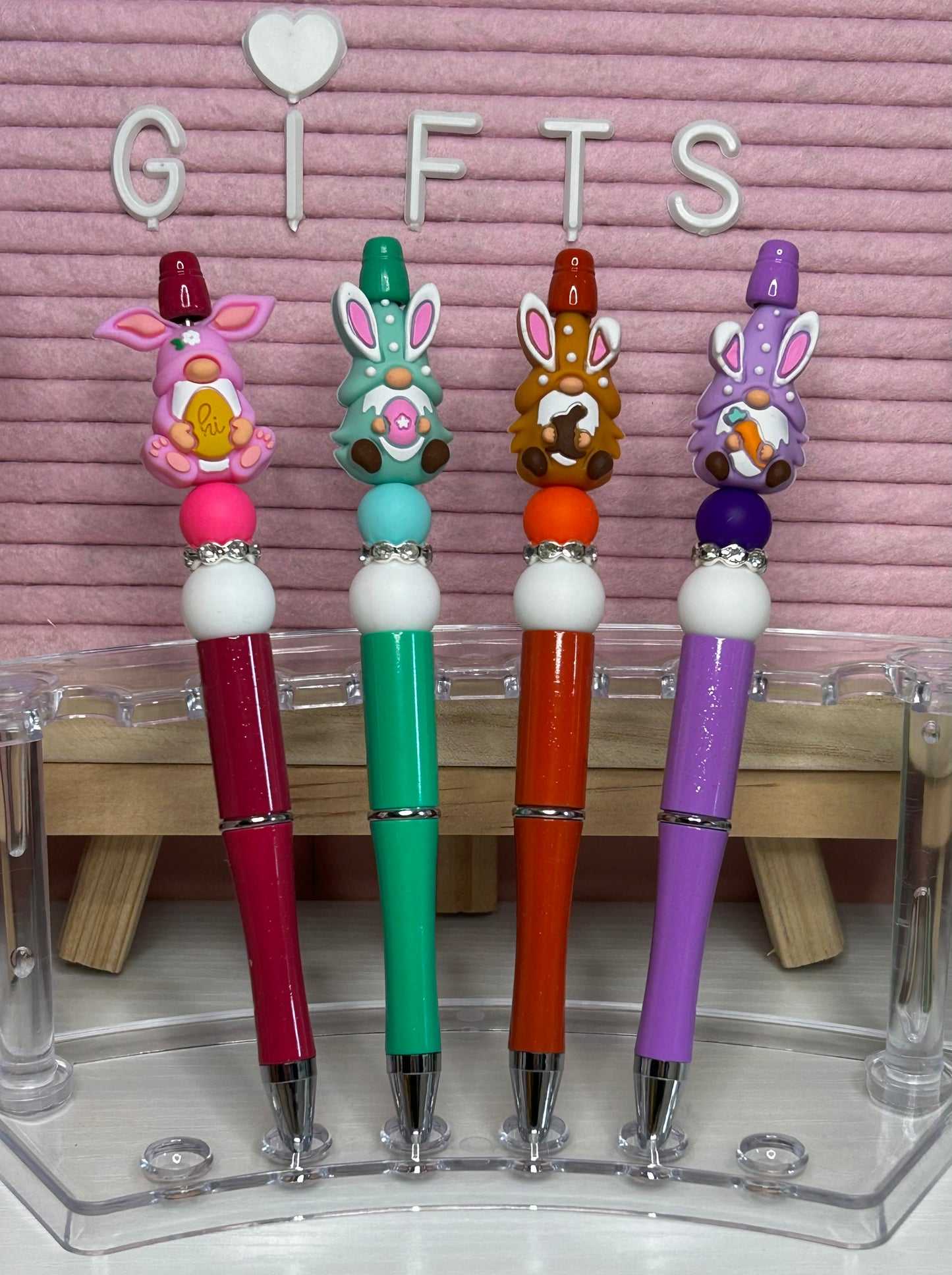 Set of 4 Easter Gonk Beaded Pens
