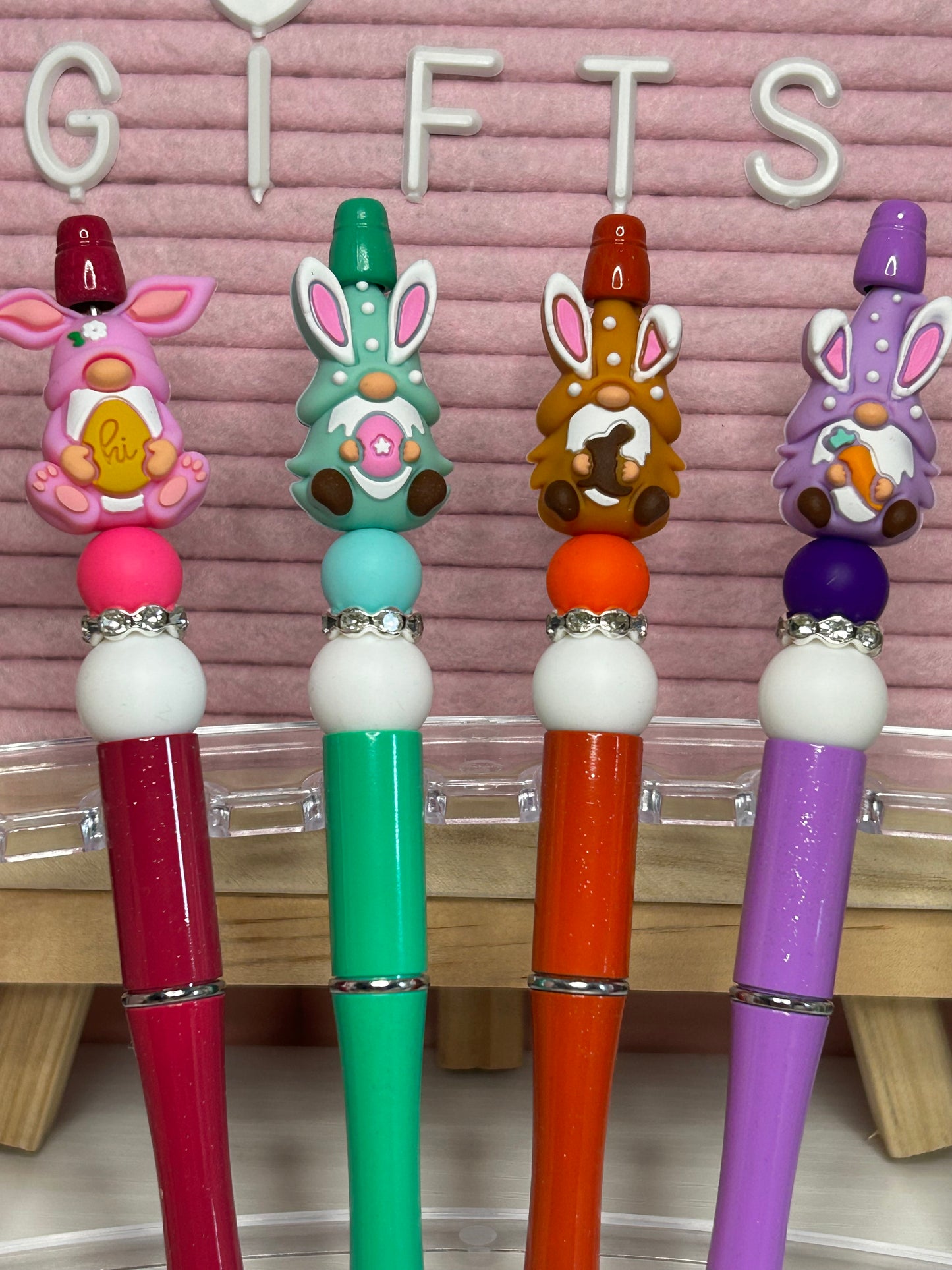 Set of 4 Easter Gonk Beaded Pens
