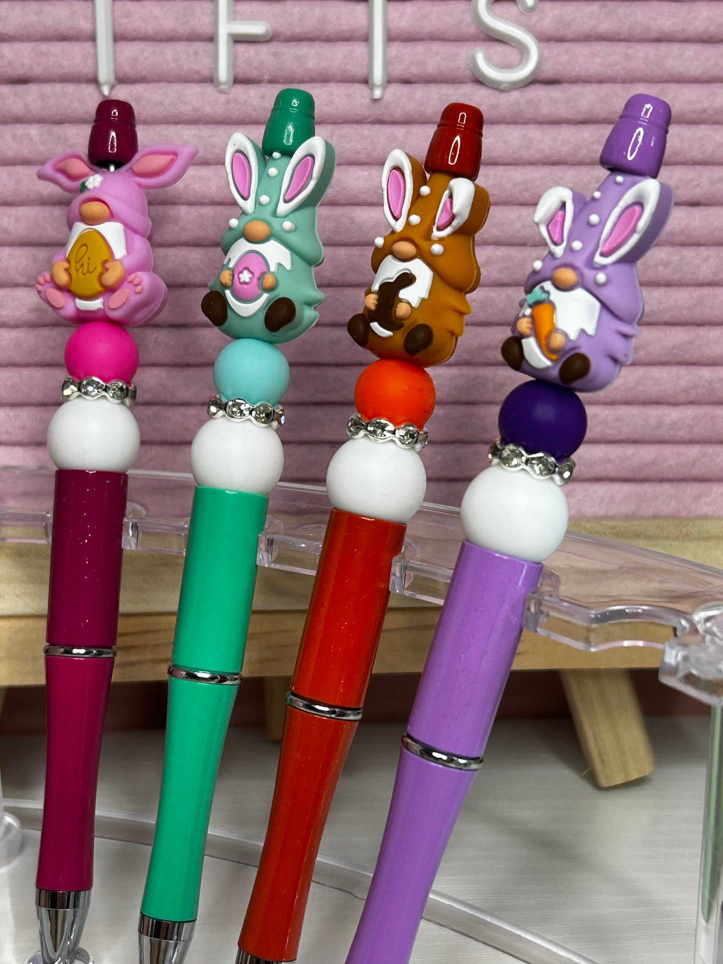 Set of 4 Easter Gonk Beaded Pens