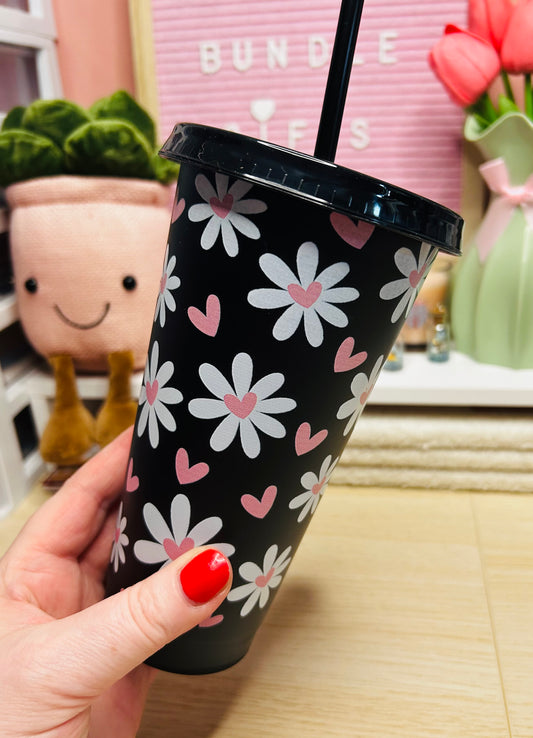 24oz Black Daisy Cold Cup