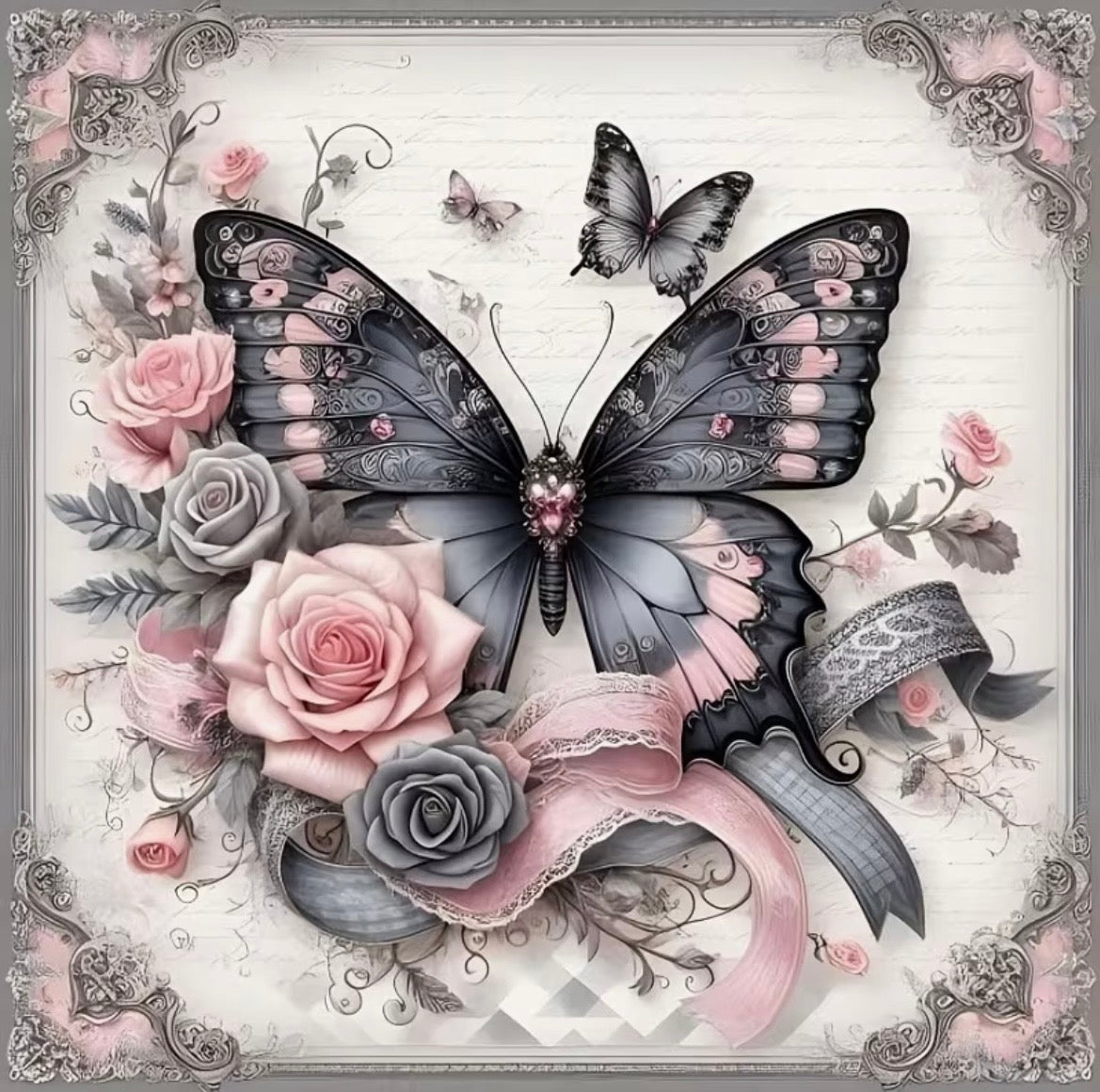 30x30cm Vintage Butterfly Diamond Art Painting Kit
