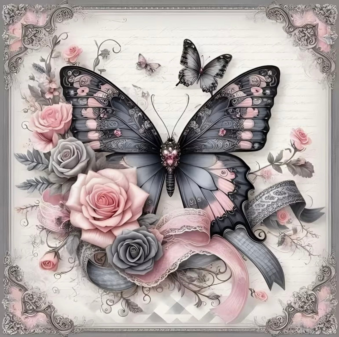 30x30cm Vintage Butterfly Diamond Art Painting Kit