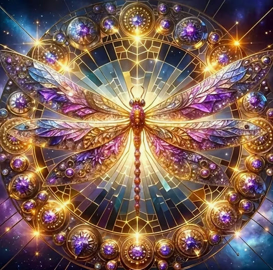 30x30cm Purple Amethyst Dragonfly Diamond Art Painting Kit