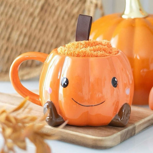 Cute Pumpkin Mug & Socks Gift Set