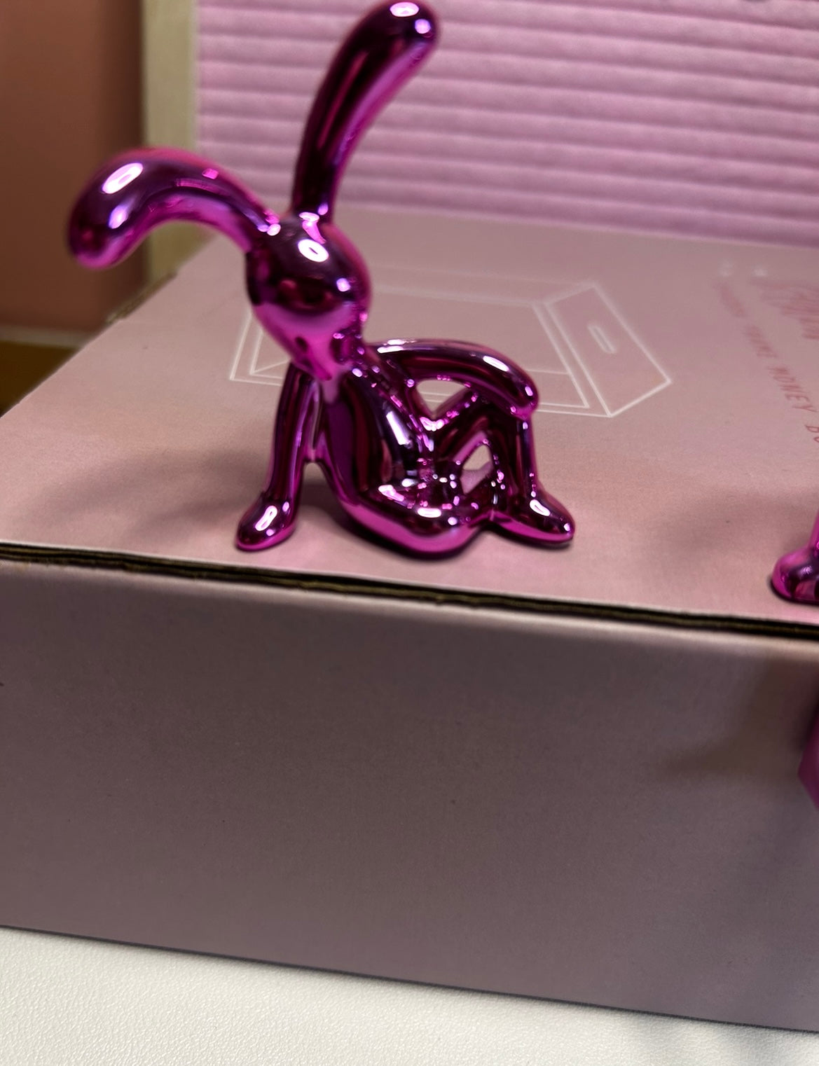 Cute Pair of Mini Rabbits in Pink - Shelf Decor