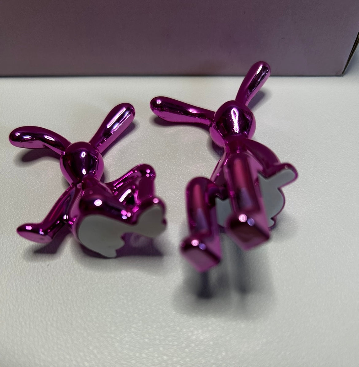 Cute Pair of Mini Rabbits in Pink - Shelf Decor