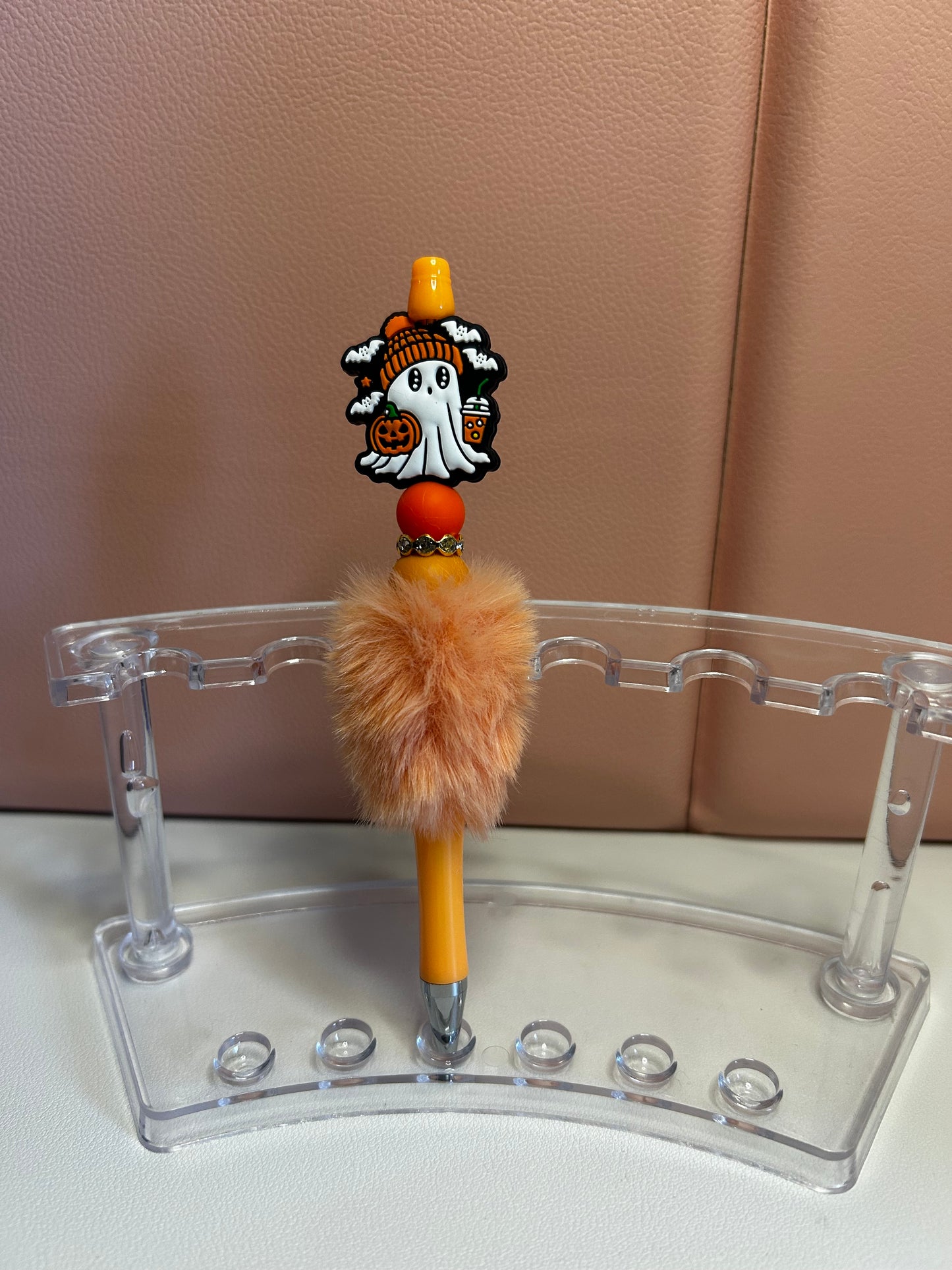 Handmade Ghost & Pumpkin Beaded Pens
