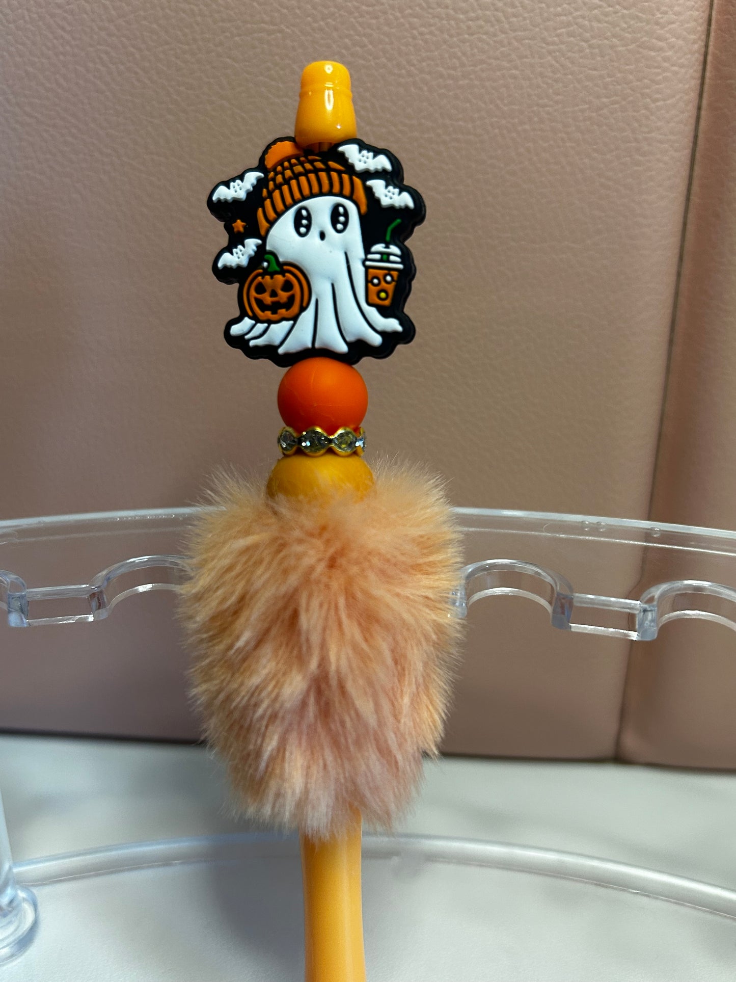 Handmade Ghost & Pumpkin Beaded Pens