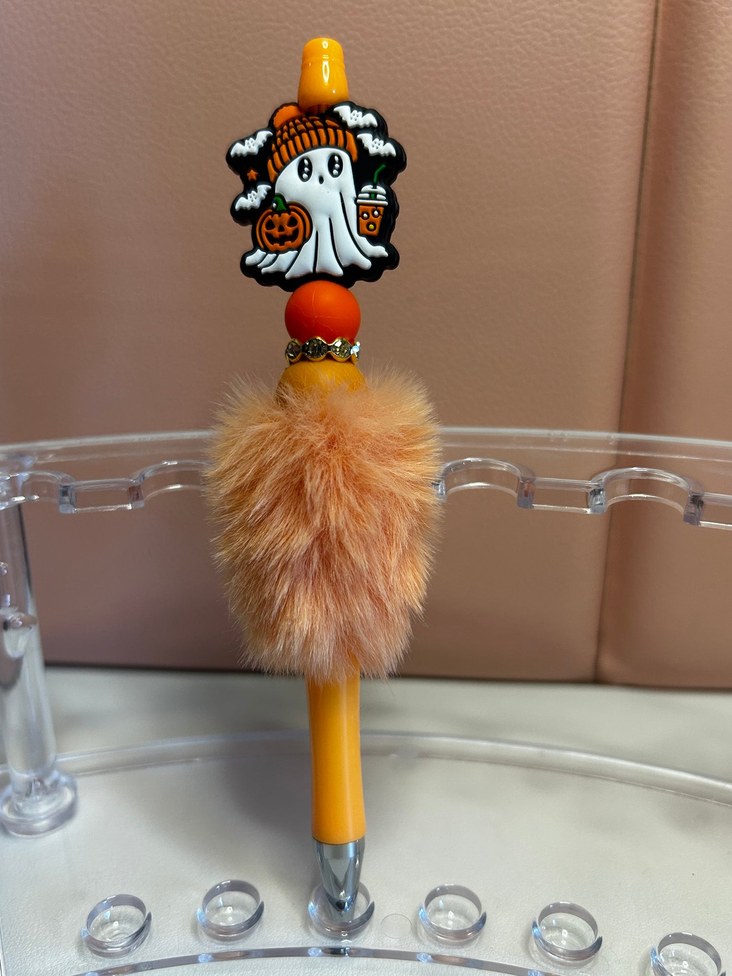 Handmade Ghost & Pumpkin Beaded Pens