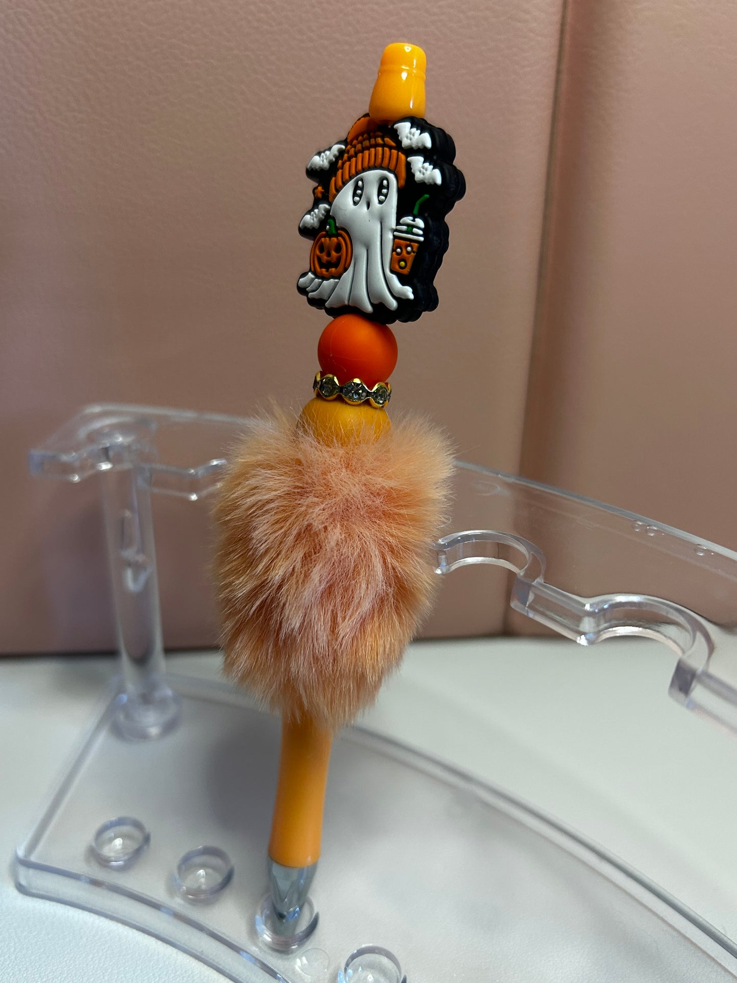 Handmade Ghost & Pumpkin Beaded Pens