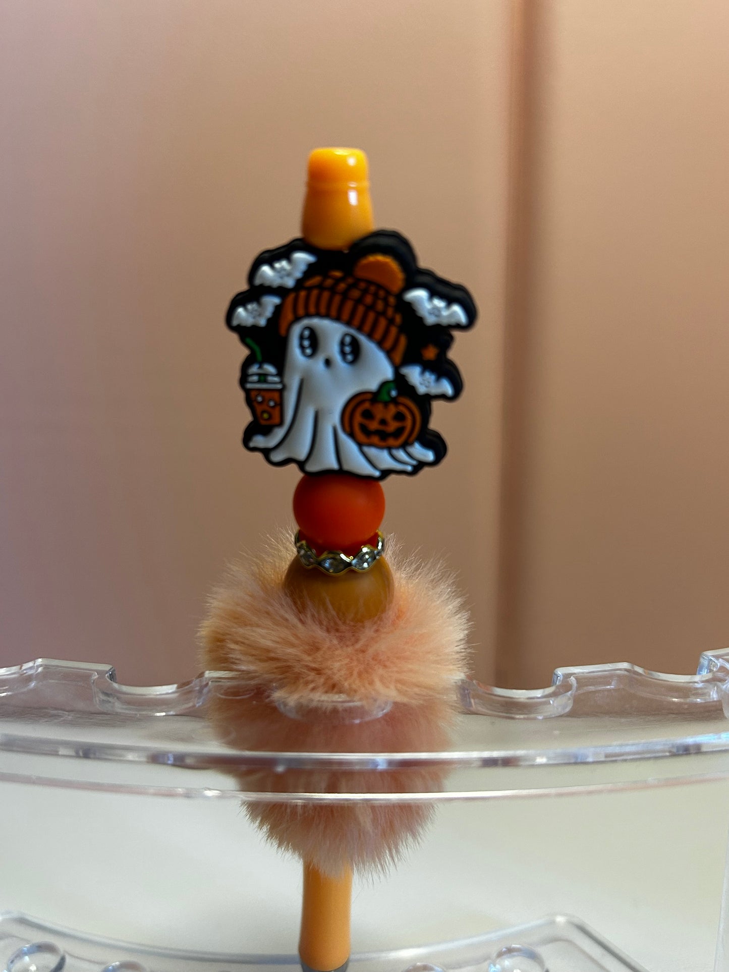 Handmade Ghost & Pumpkin Beaded Pens