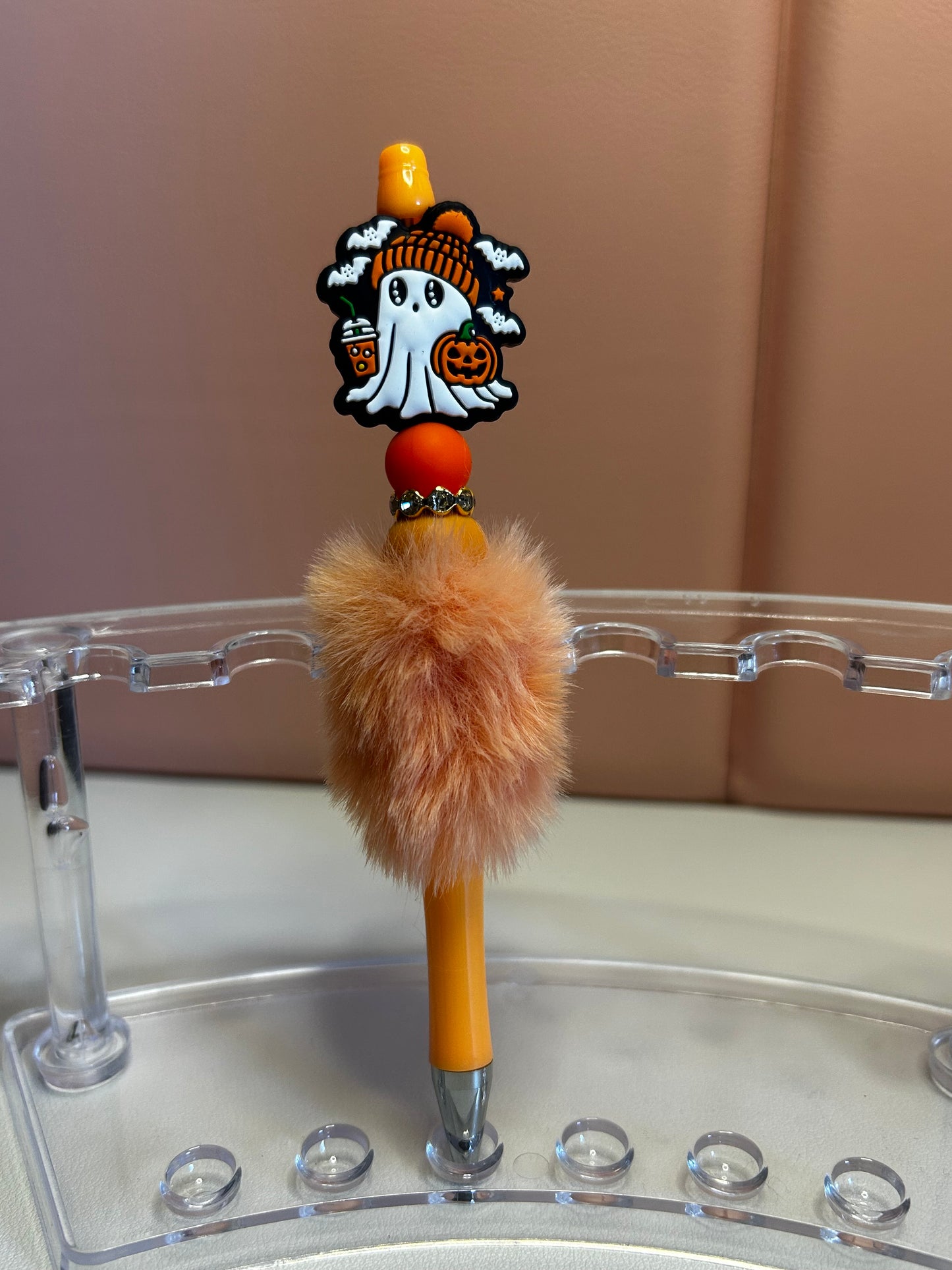 Handmade Ghost & Pumpkin Beaded Pens