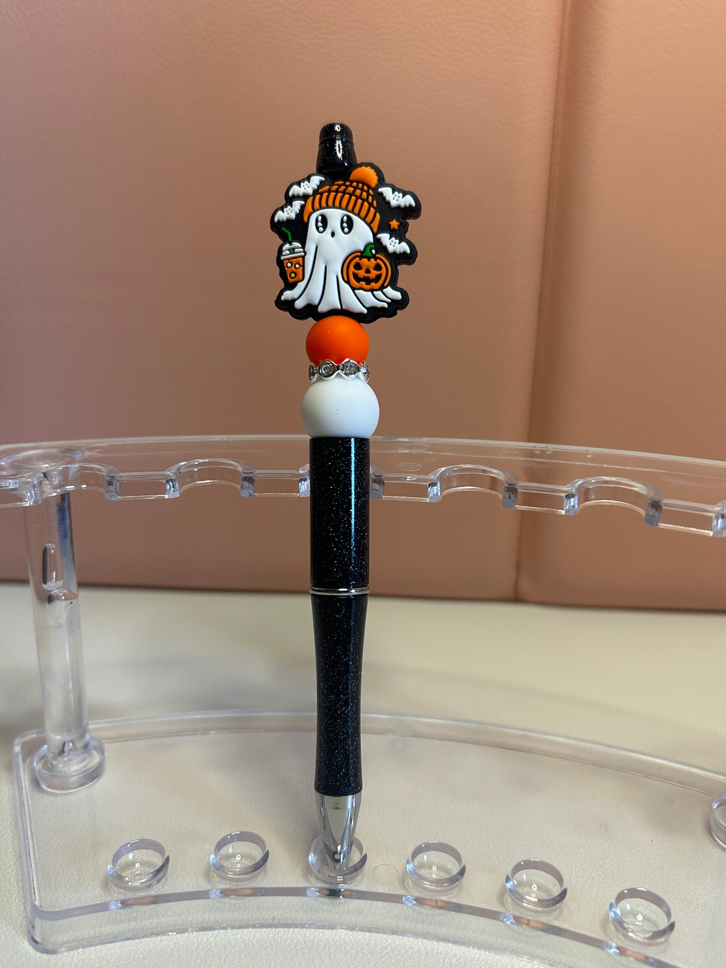 Handmade Ghost & Pumpkin Beaded Pens