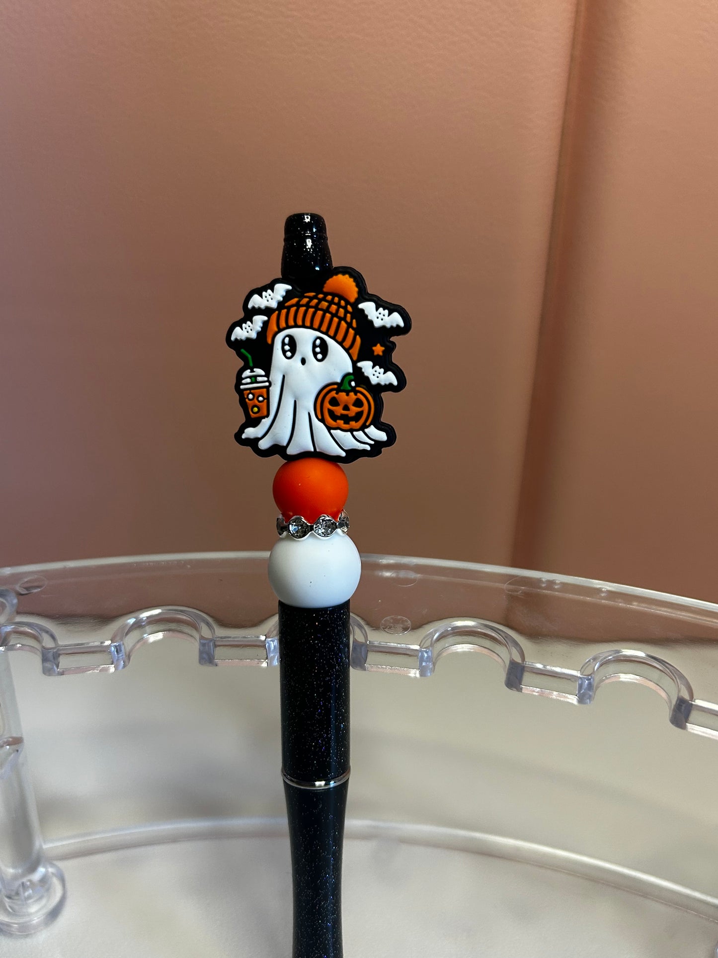 Handmade Ghost & Pumpkin Beaded Pens