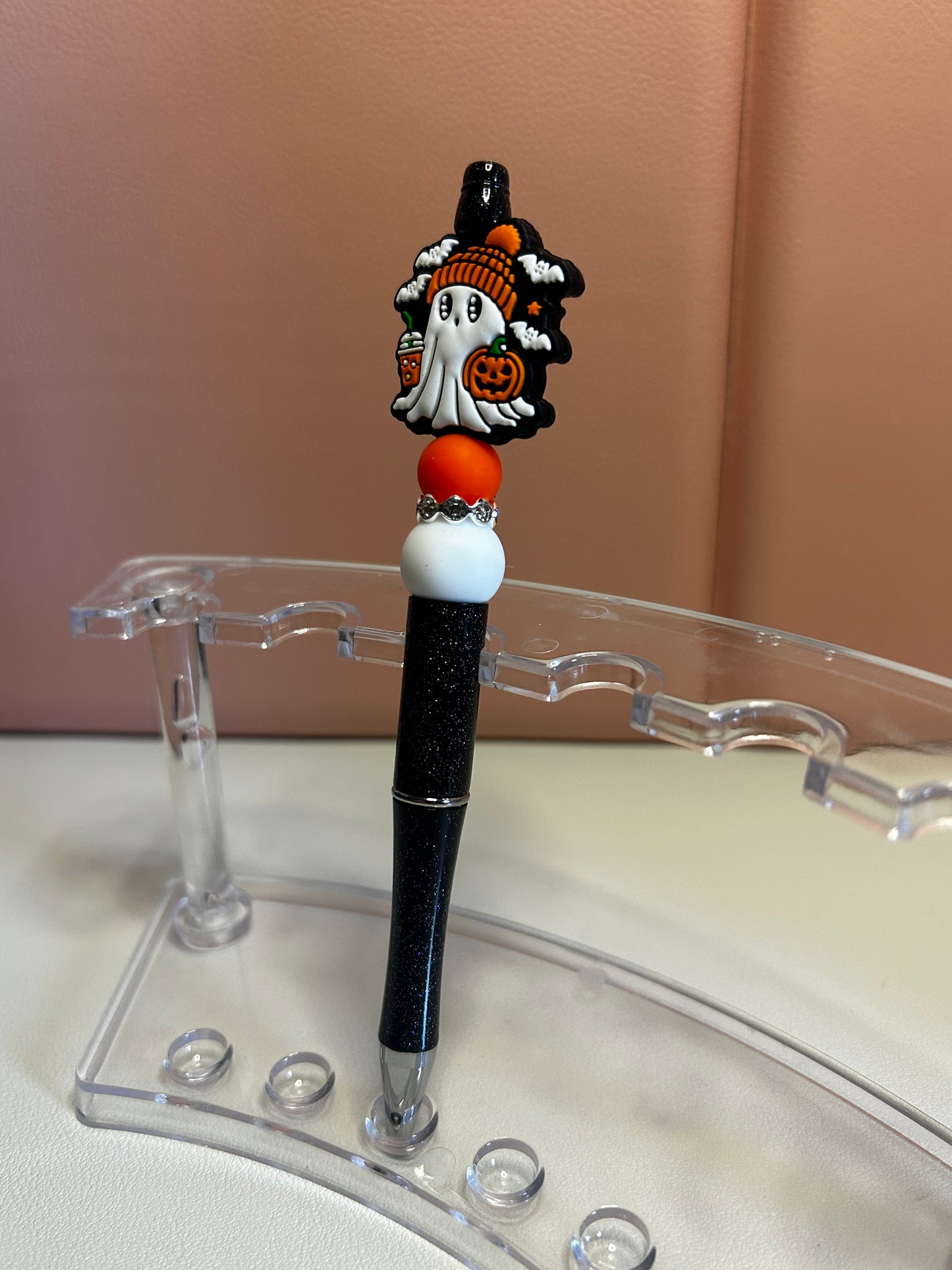 Handmade Ghost & Pumpkin Beaded Pens