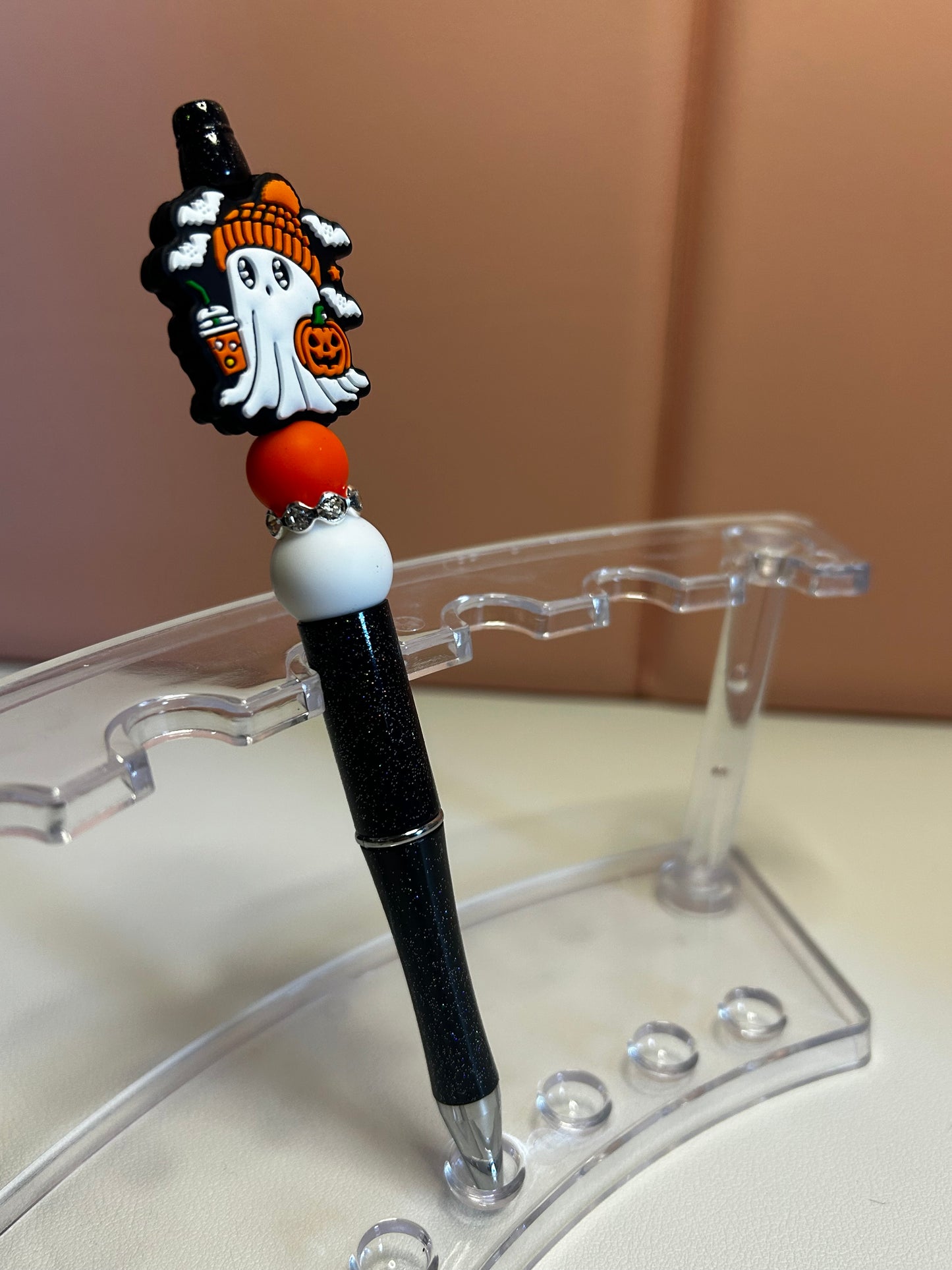 Handmade Ghost & Pumpkin Beaded Pens
