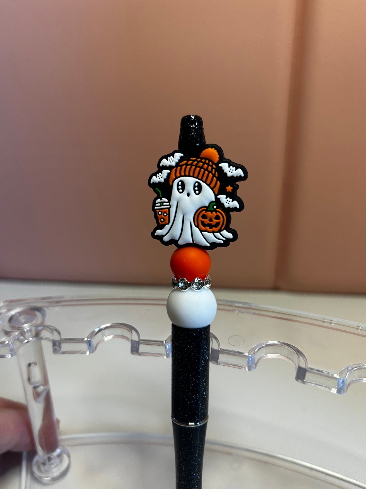 Handmade Ghost & Pumpkin Beaded Pens