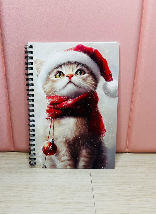 Cute Christmas Cat A5 Spiral Notebook