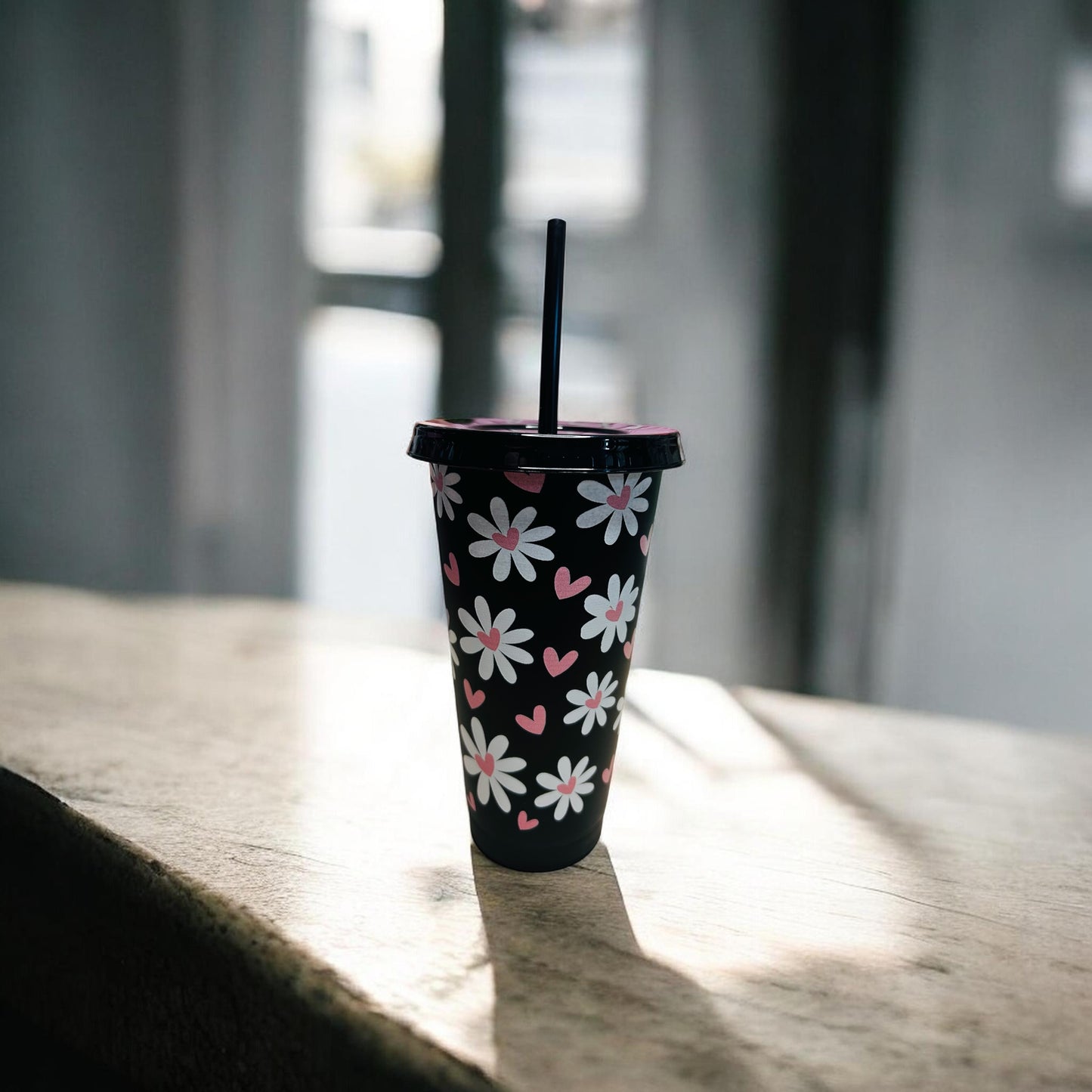 24oz Black Daisy Cold Cup