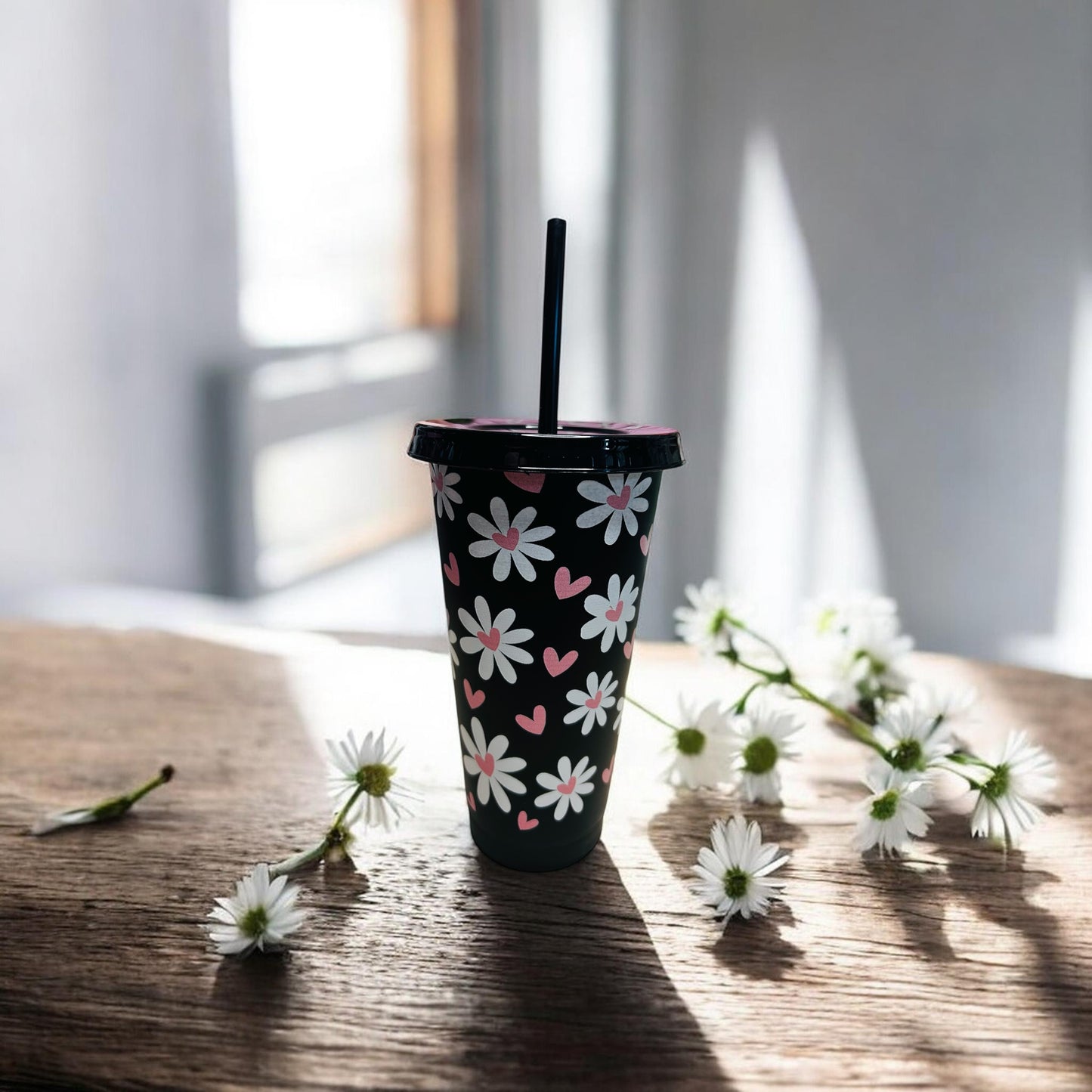 24oz Black Daisy Cold Cup